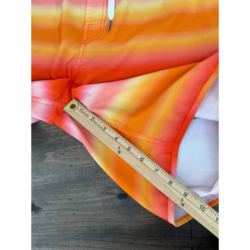 Fair Harbor Mens XL Sunset Stripe 8 Inch Swim Trunks Lined Beach Vacay